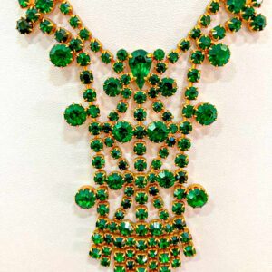 Collar Vintage de Bisutería Cristales de Bohemia Verdes Años 70 Chapado en Oro | Hecho a Mano