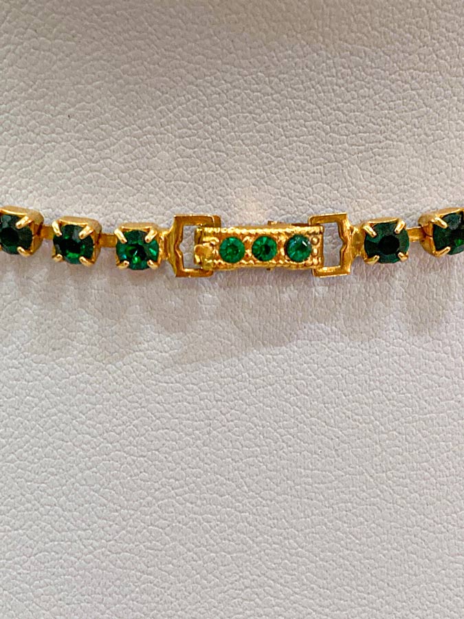 Collar Vintage de Bisutería Cristales de Bohemia Verdes Años 70 Chapado en Oro | Hecho a Mano - Imagen 4